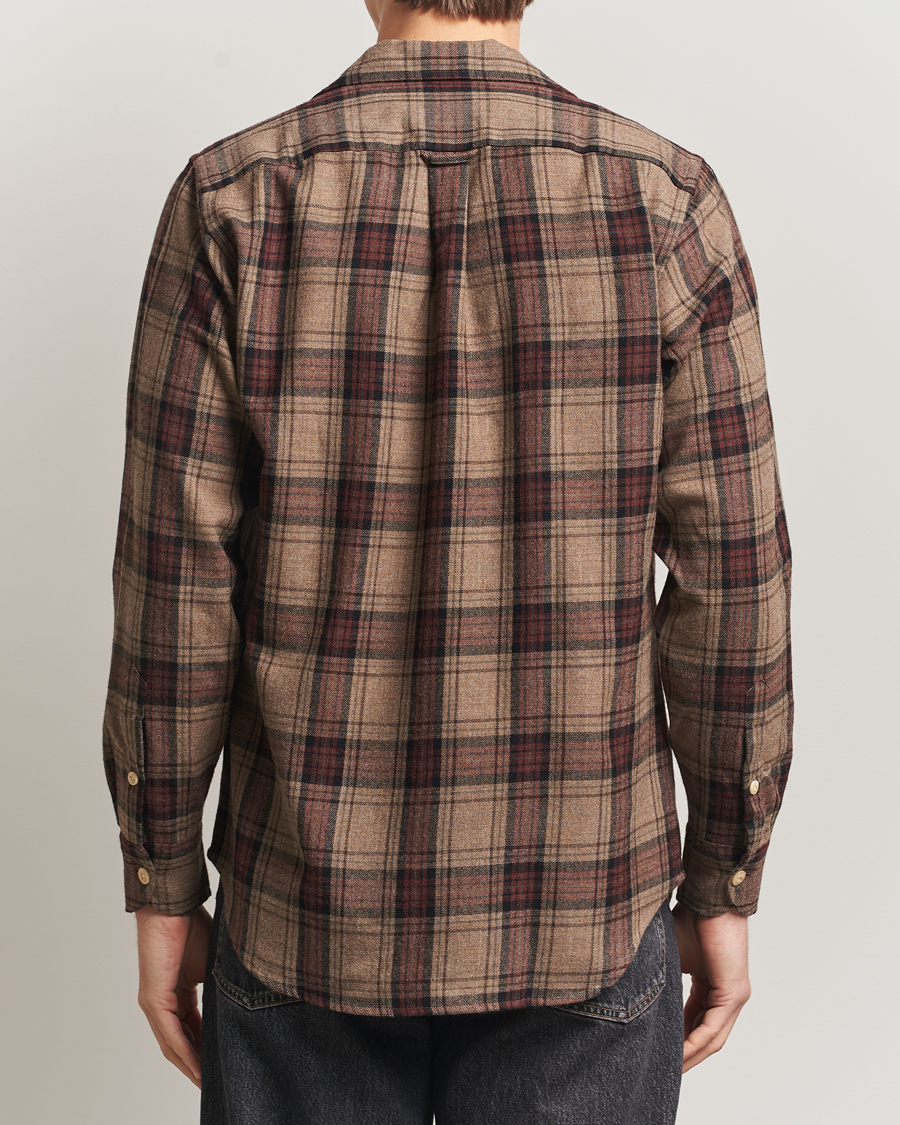 Hombres | Camisas | Drake's | Wool Camp Collar Work Shirt Brown