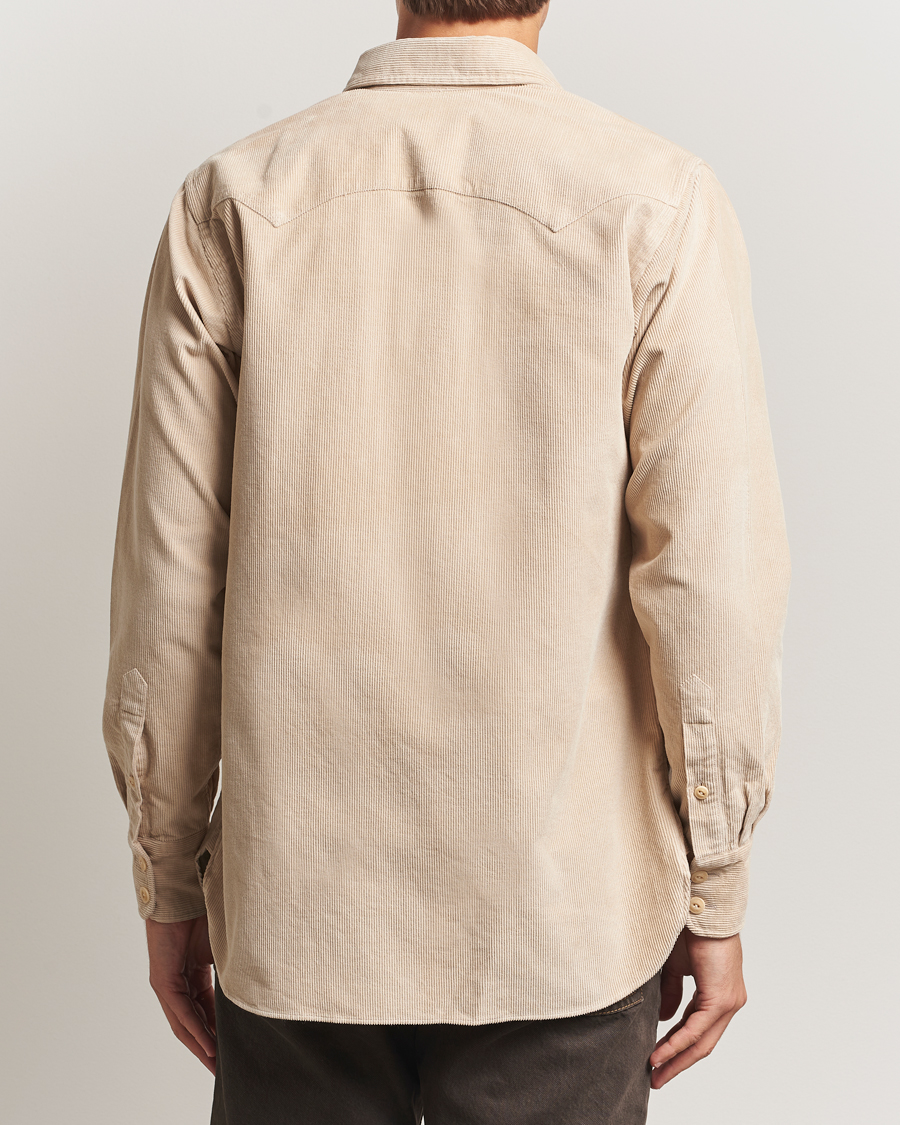 Hombres | Camisas | Drake's | Fine Corduroy Work Shirt Ecru