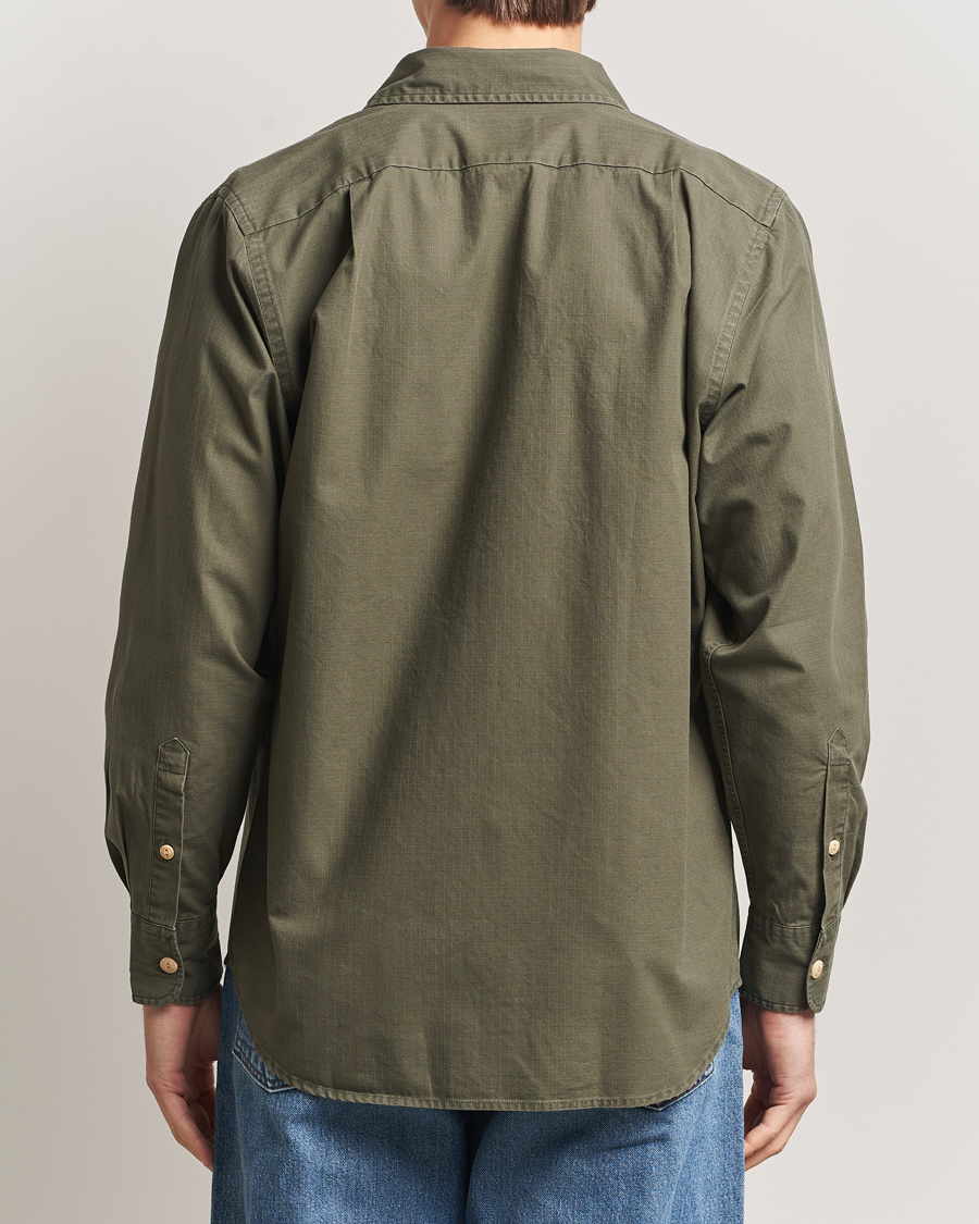 Hombres | Camisas | Drake's | Ripstop Work Shirt Green