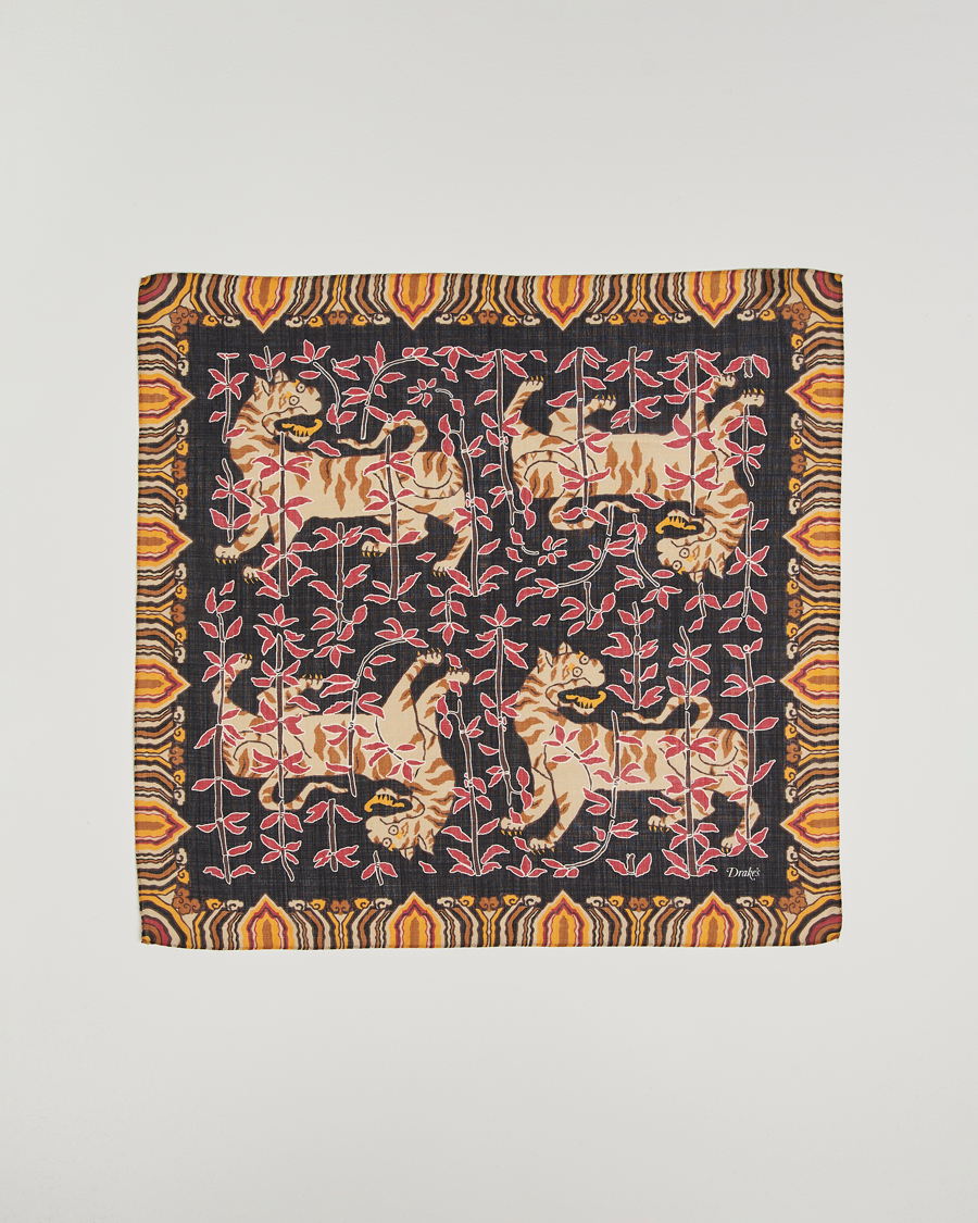 Hombres | Drake's Tiger Bandana Black | Drake's | Tiger Bandana Black