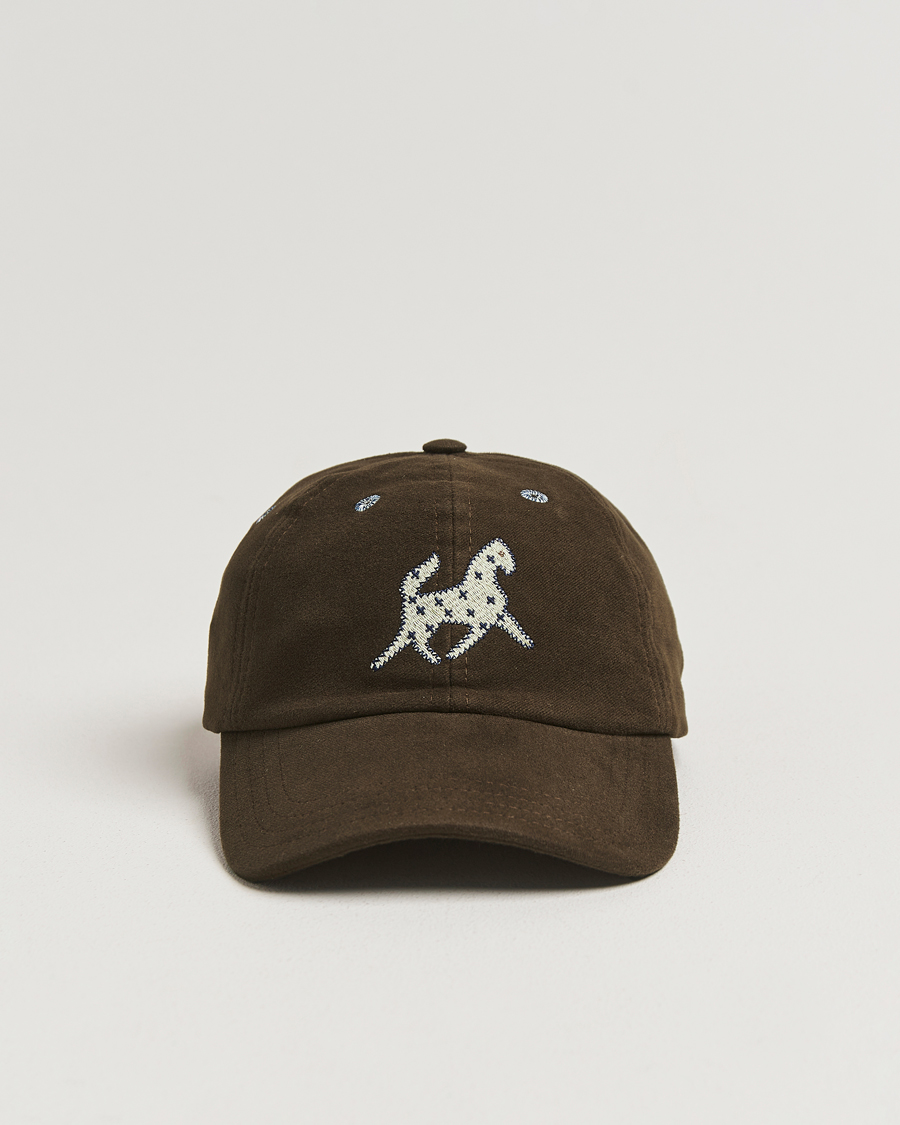 Hombres | Drake's Horse Applique Moleskin Baseball Cap Brown | Drake's | Horse Applique Moleskin Baseball Cap Brown