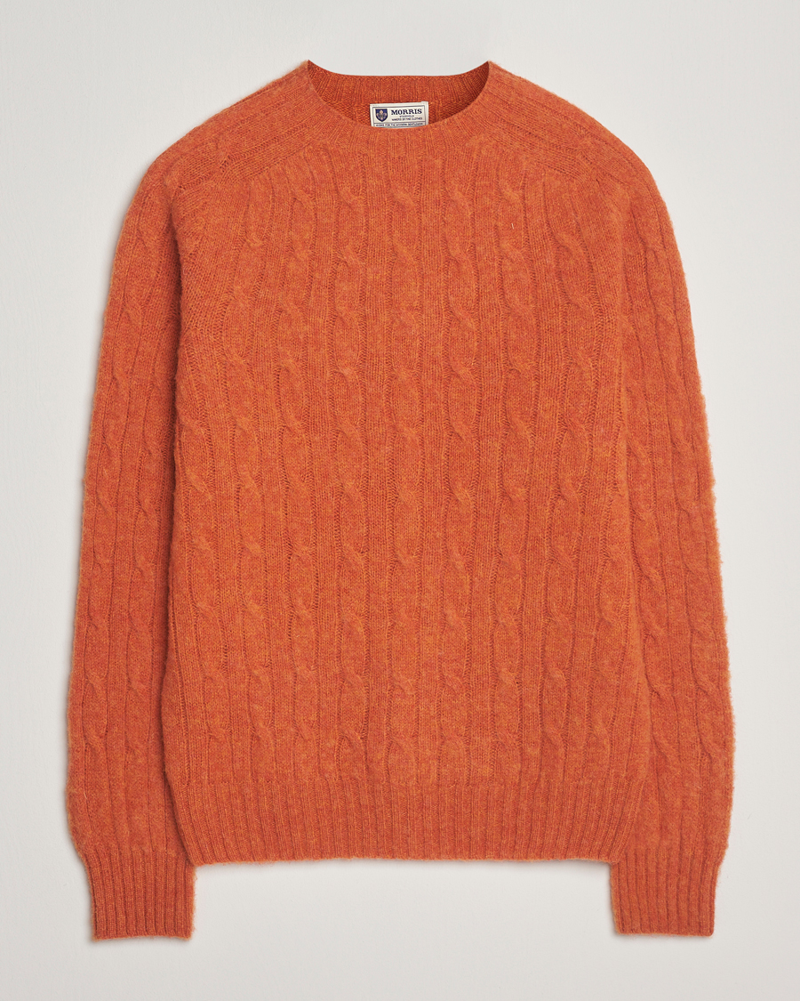 Hombres | Jerséis y prendas de punto | Morris | Brushed Cable Sweater Orange