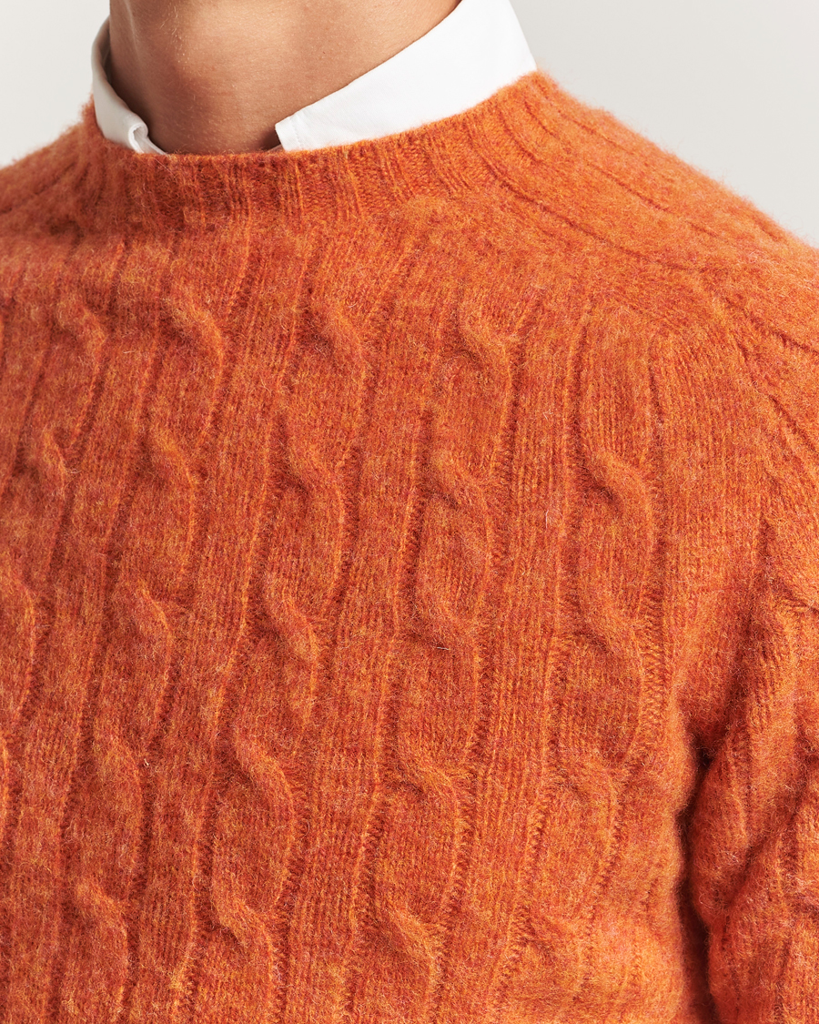 Hombres | Jerséis y prendas de punto | Morris | Brushed Cable Sweater Orange