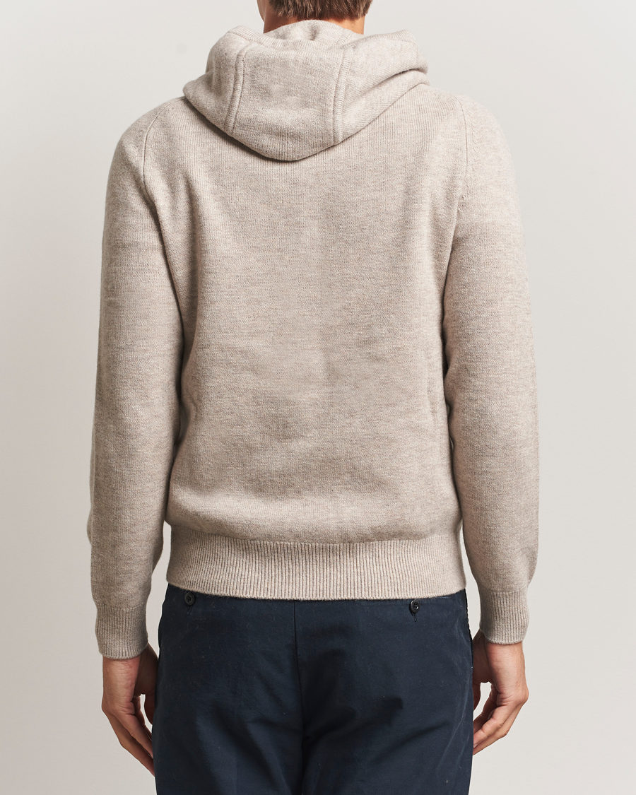 Hombres | Jerséis y prendas de punto | Morris | Hertford Lambswool Hoodie Khaki