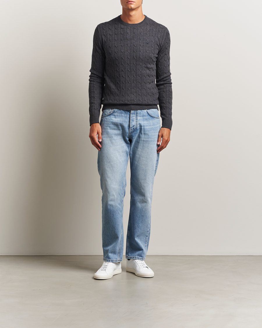 Hombres | Jerséis y prendas de punto | Morris | Merino Cable O-Neck Grey
