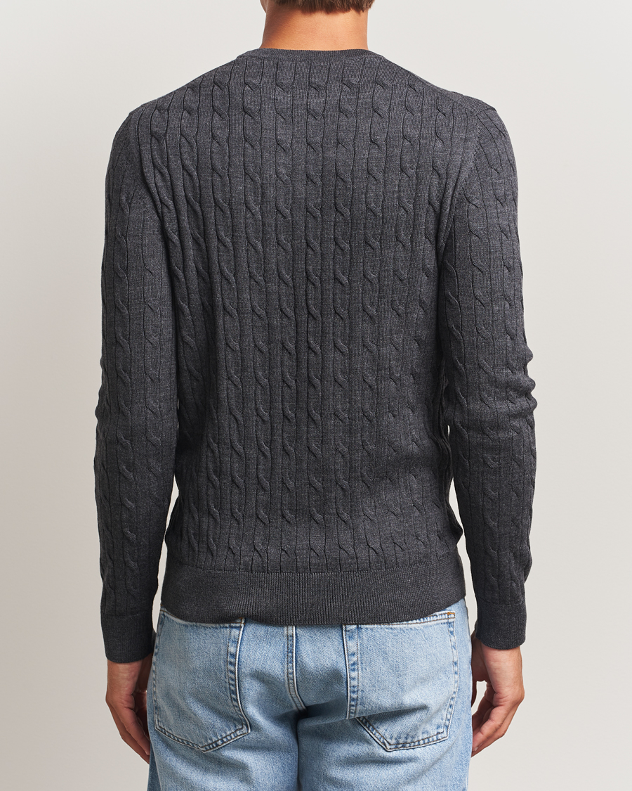 Hombres | Jerséis y prendas de punto | Morris | Merino Cable O-Neck Grey