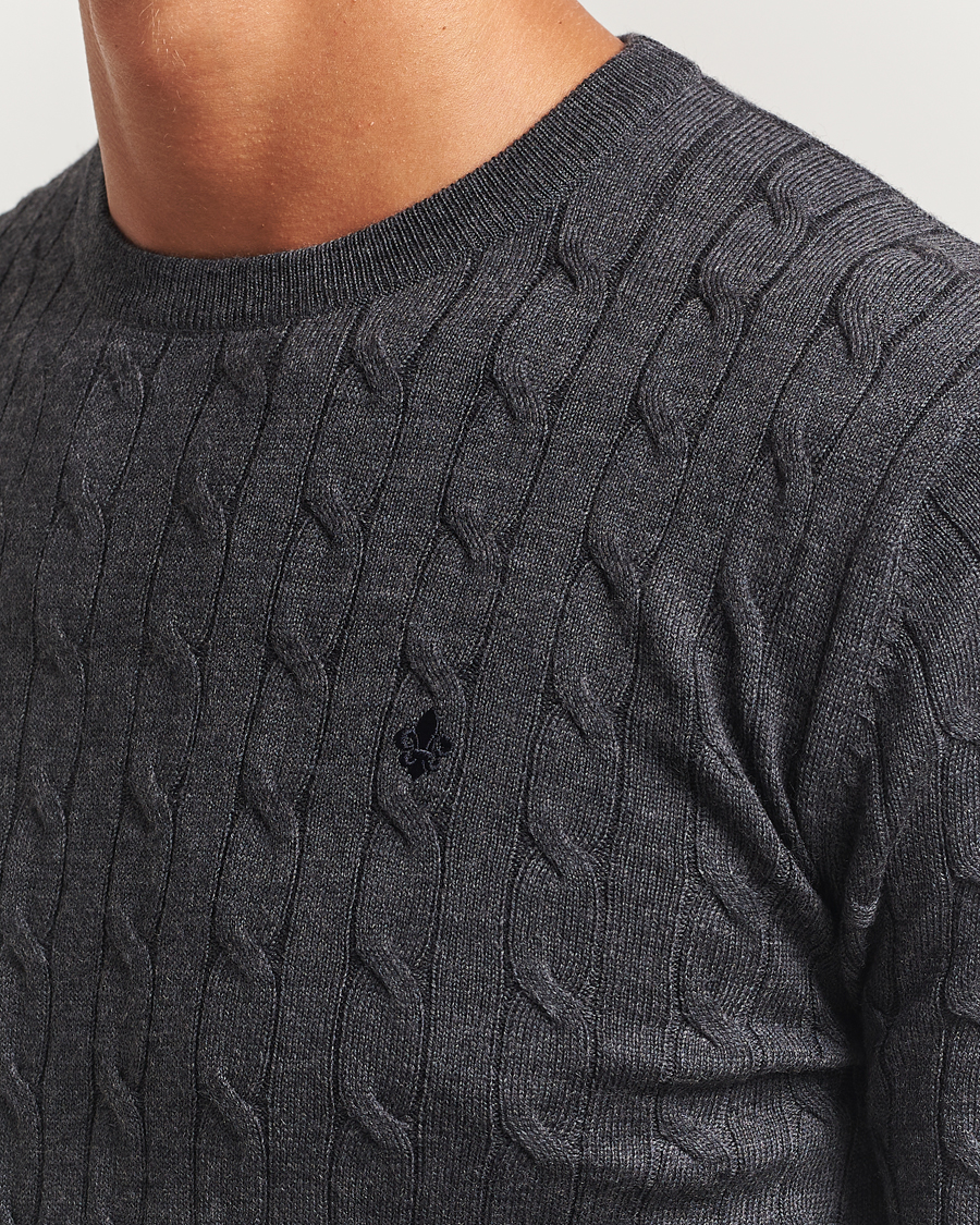 Hombres | Jerséis y prendas de punto | Morris | Merino Cable O-Neck Grey
