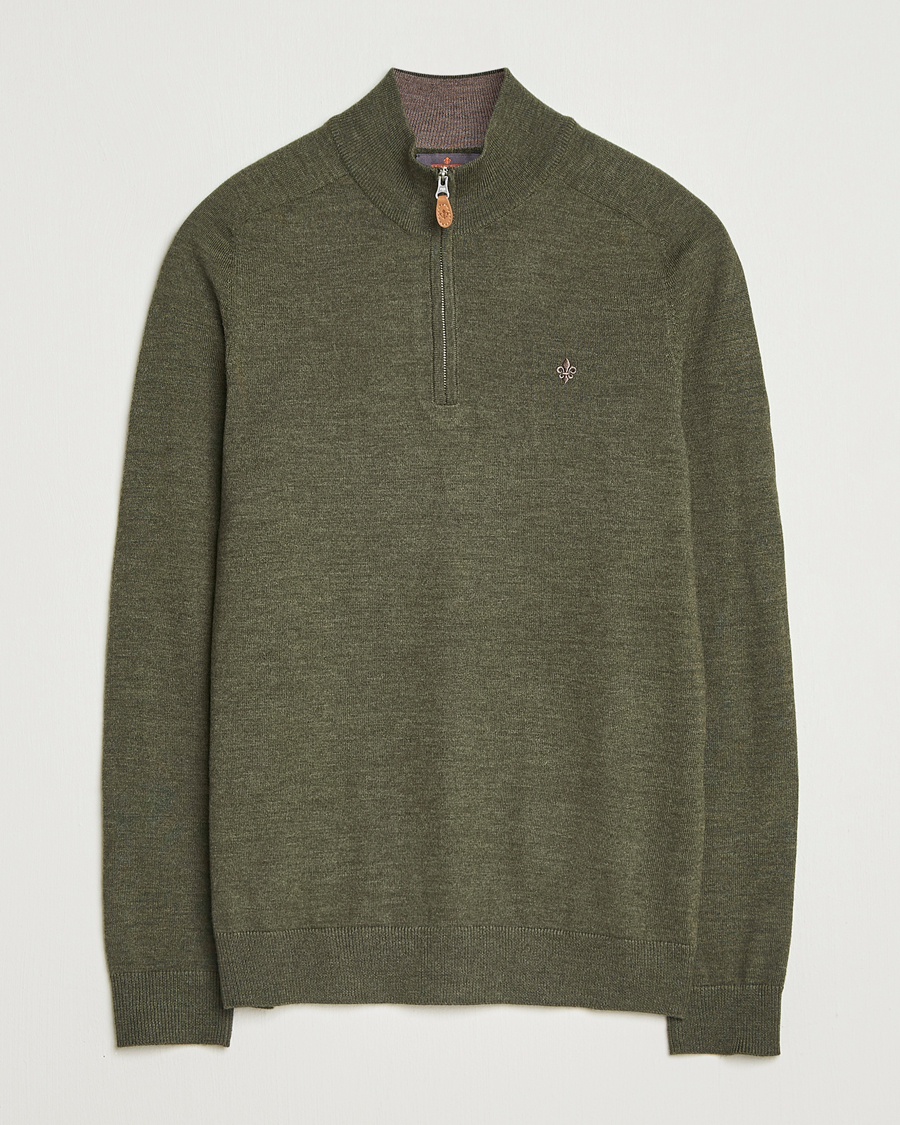 Hombres | Jerséis y prendas de punto | Morris | John Merino Half Zip Olive