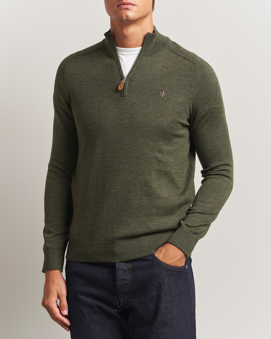Hombres | Jerséis y prendas de punto | Morris | John Merino Half Zip Olive