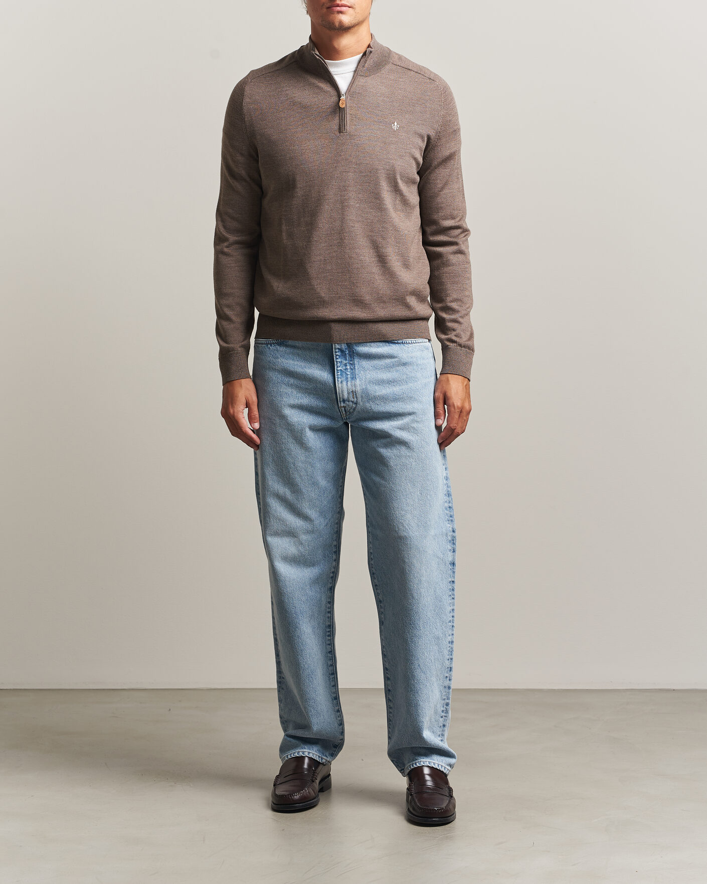 Hombres | Jerséis y prendas de punto | Morris | John Merino Half Zip Brown