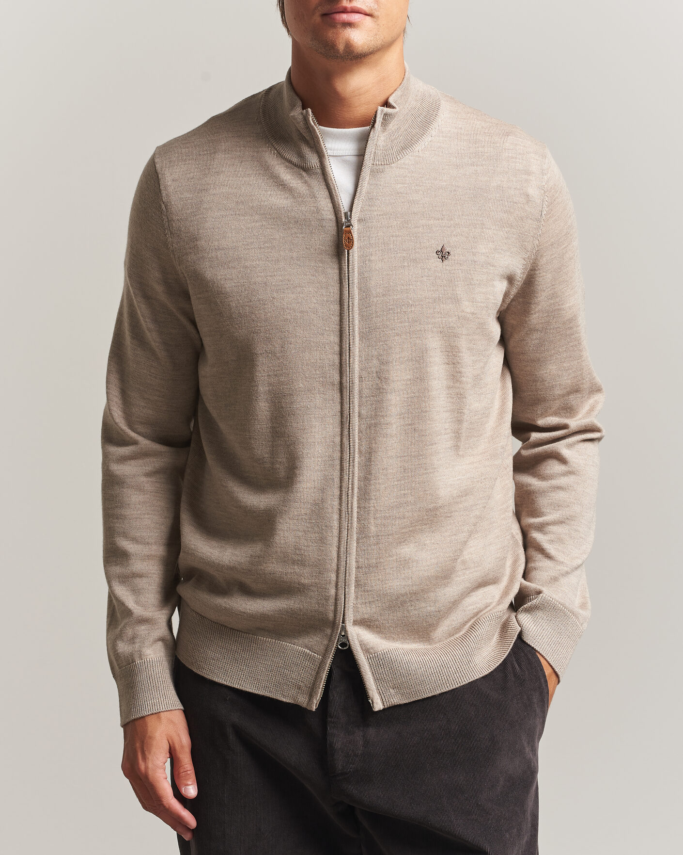 Hombres | Jerséis y prendas de punto | Morris | Merino Full Zip Cardigan Khaki