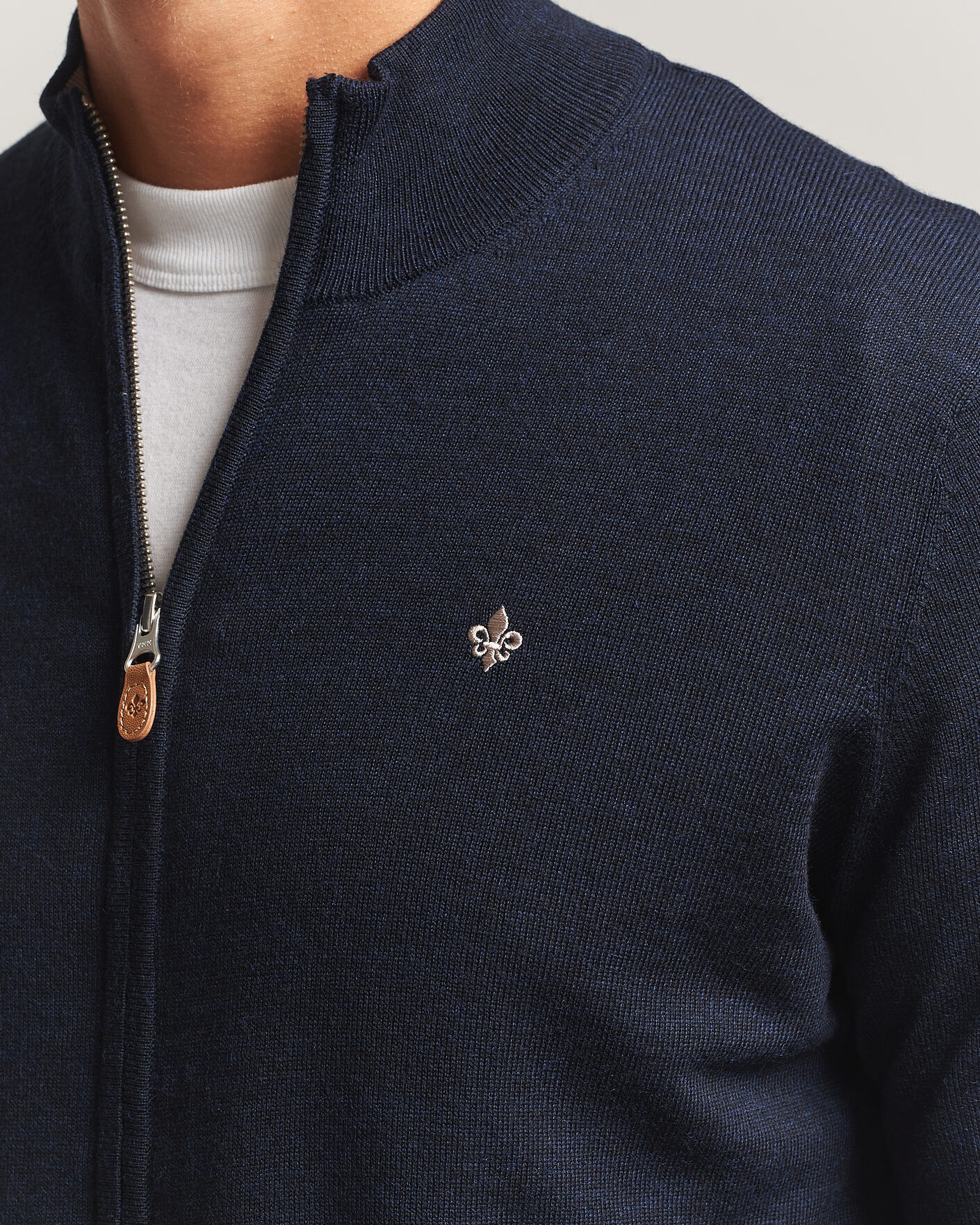 Hombres | Jerséis y prendas de punto | Morris | Merino Full Zip Cardigan Navy