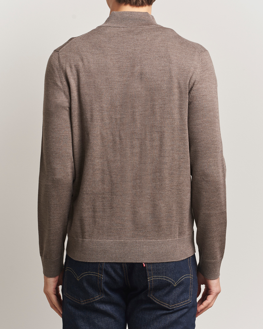Hombres | Jerséis y prendas de punto | Morris | Merino Full Zip Cardigan Brown