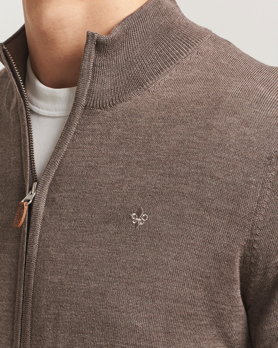 Hombres | Jerséis y prendas de punto | Morris | Merino Full Zip Cardigan Brown