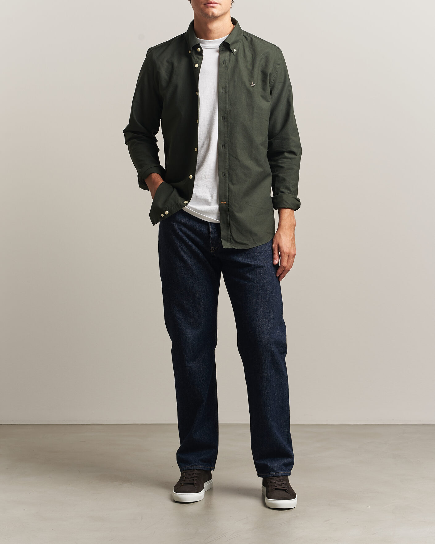 Hombres | Jerséis y prendas de punto | Morris | Douglas Oxford Shirt Olive