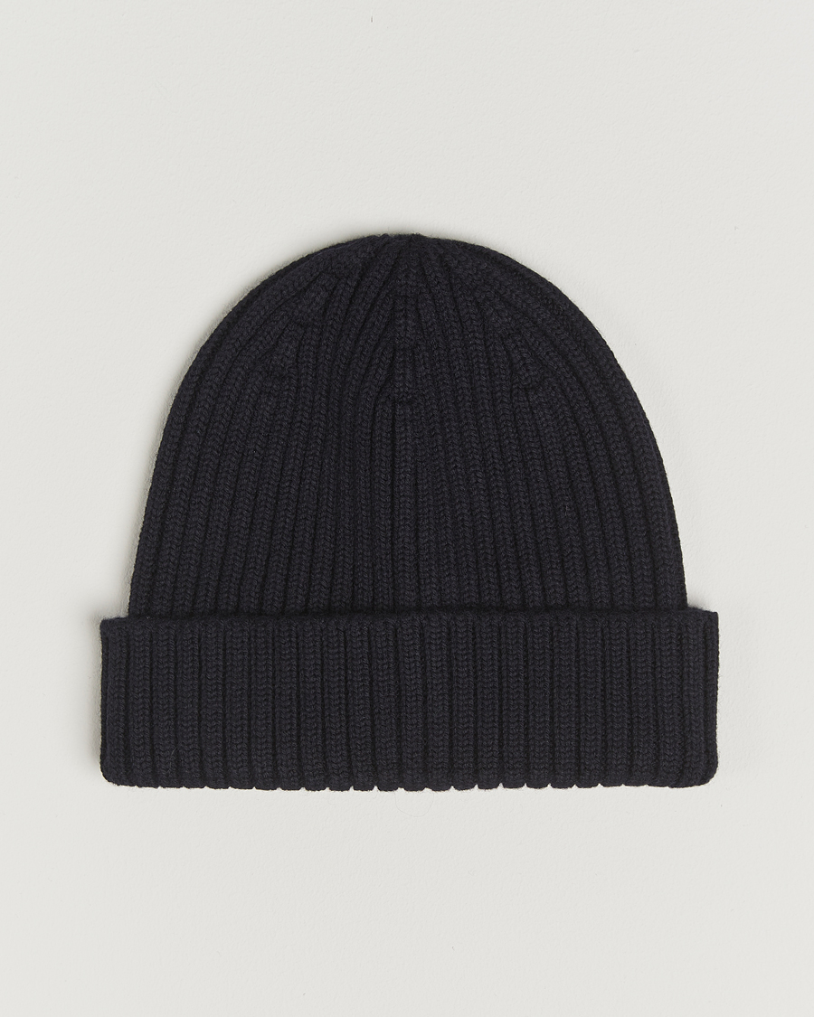 Hombres | Gorros | Stenströms | Rib Knitted Merino Beanie Navy
