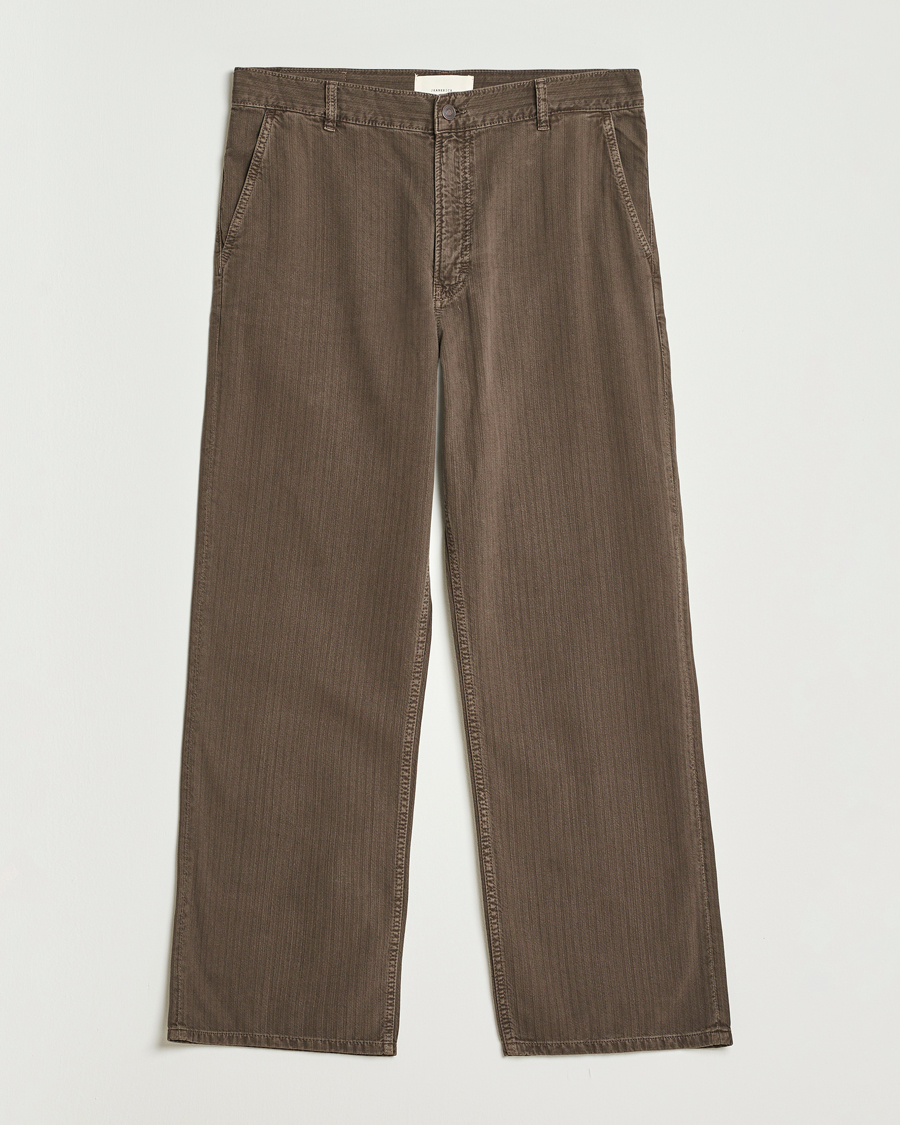 Hombres | Pantalones | Jeanerica | Genua Herringbone Twill Chino Brown