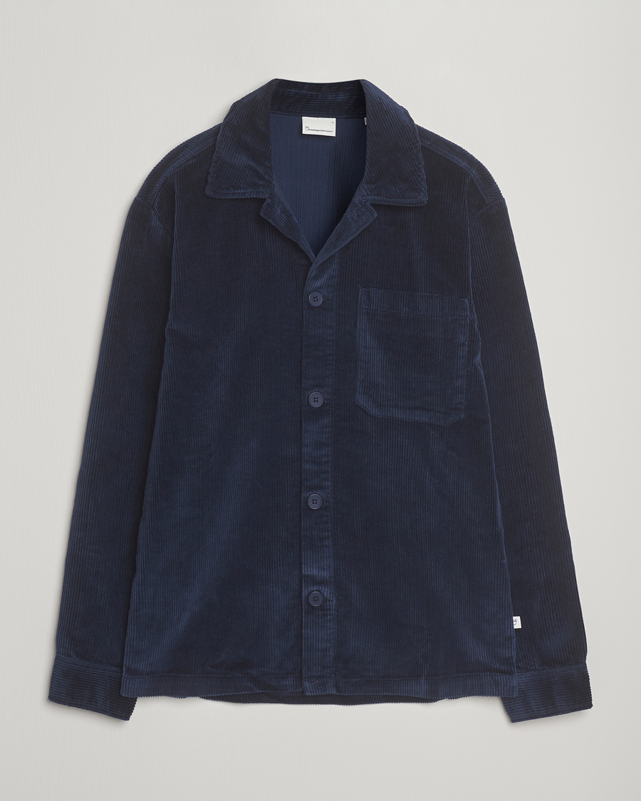 Hombres | Camisas | KnowledgeCotton Apparel | Cotton Corduroy Overshirt Night Sky