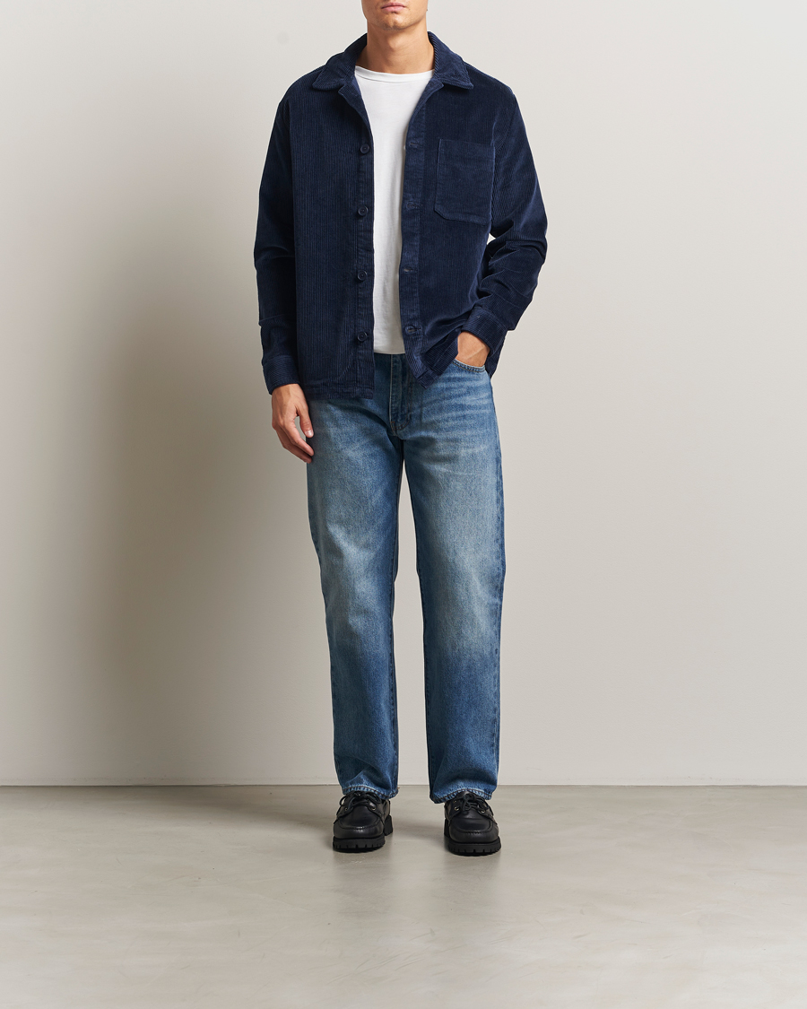 Hombres | Camisas | KnowledgeCotton Apparel | Cotton Corduroy Overshirt Night Sky