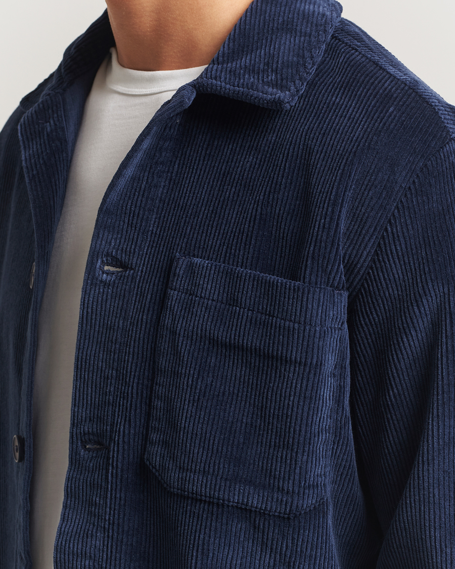 Hombres | Camisas | KnowledgeCotton Apparel | Cotton Corduroy Overshirt Night Sky