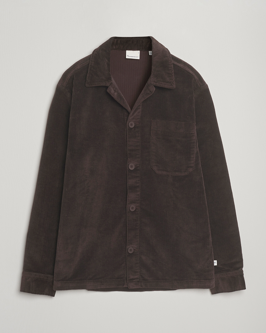Hombres | Camisas | KnowledgeCotton Apparel | Cotton Corduroy Overshirt Chocolate