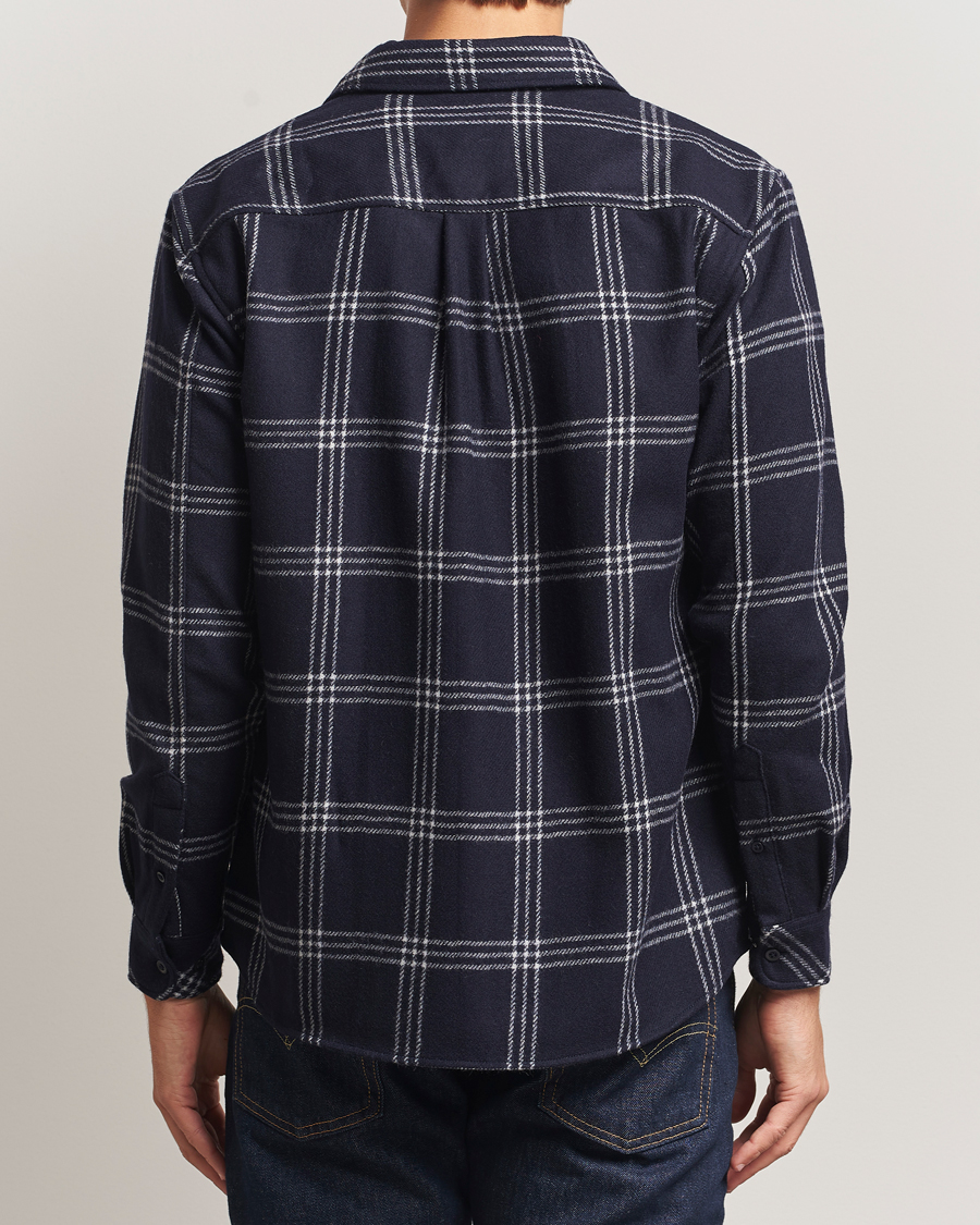 Hombres | Camisas | KnowledgeCotton Apparel | Merino Wool Check Overshirt Blue