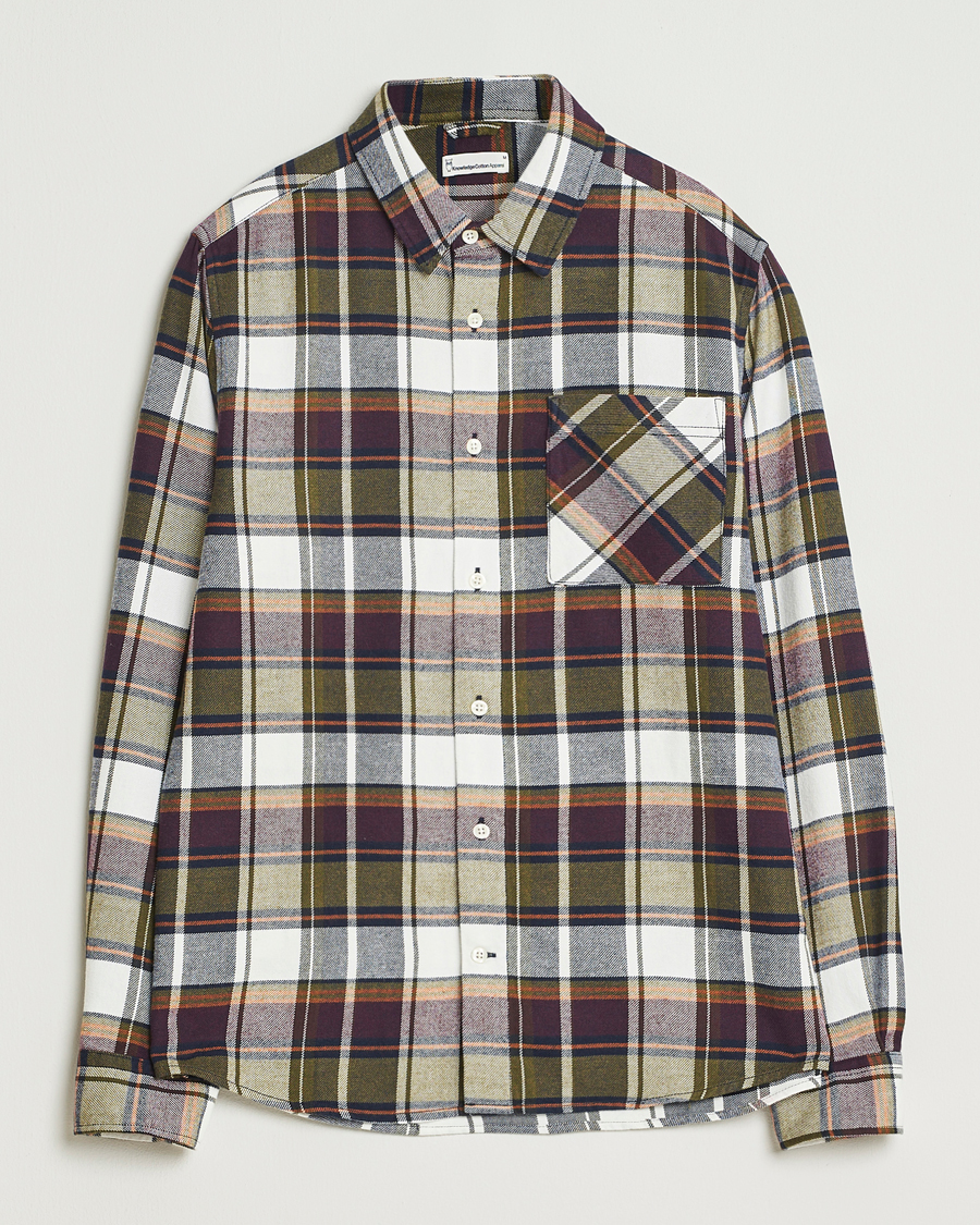 Hombres | Camisas | KnowledgeCotton Apparel | Cotton Checked Flannel Shirt Green