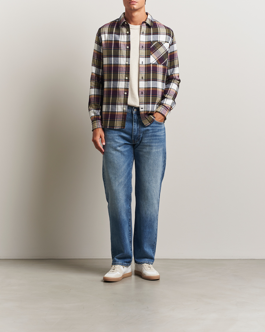Hombres | Camisas | KnowledgeCotton Apparel | Cotton Checked Flannel Shirt Green