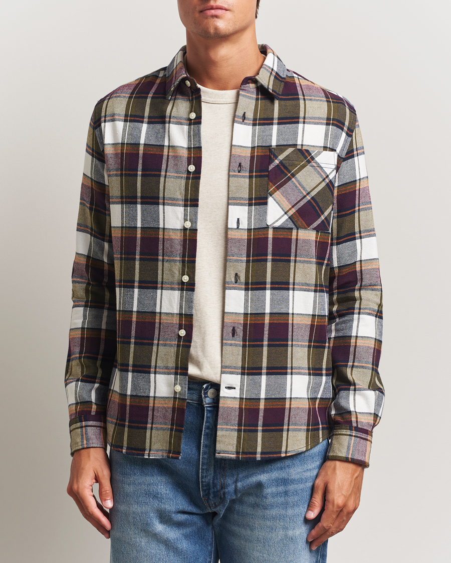Hombres | Camisas | KnowledgeCotton Apparel | Cotton Checked Flannel Shirt Green