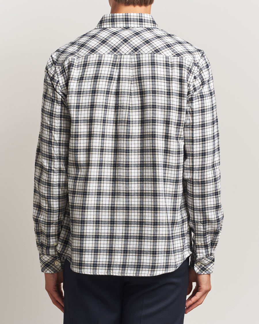 Hombres | Camisas | KnowledgeCotton Apparel | Cotton Small Checked Flannel Shirt Blue