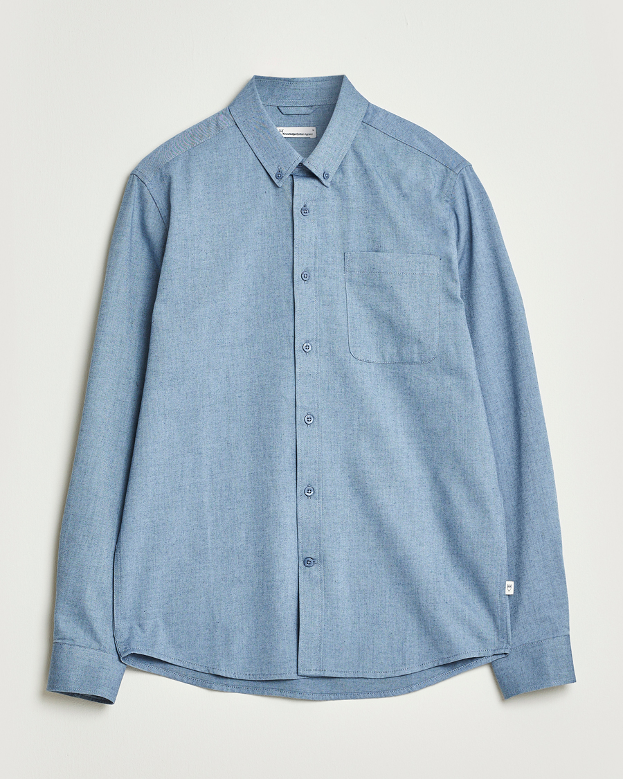 Hombres | Camisas | KnowledgeCotton Apparel | Regular Fit Melange Flannel Shirt Denim