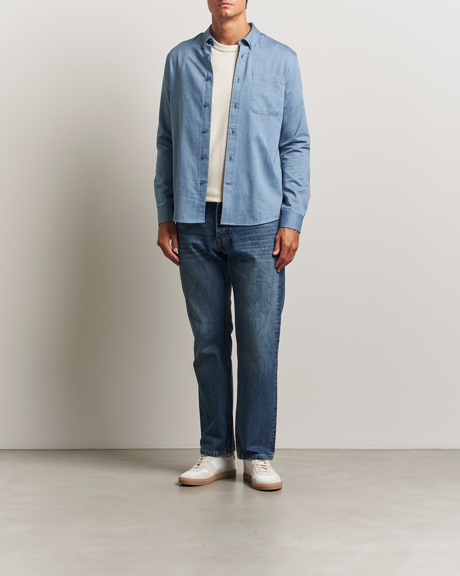 Hombres | Camisas | KnowledgeCotton Apparel | Regular Fit Melange Flannel Shirt Denim