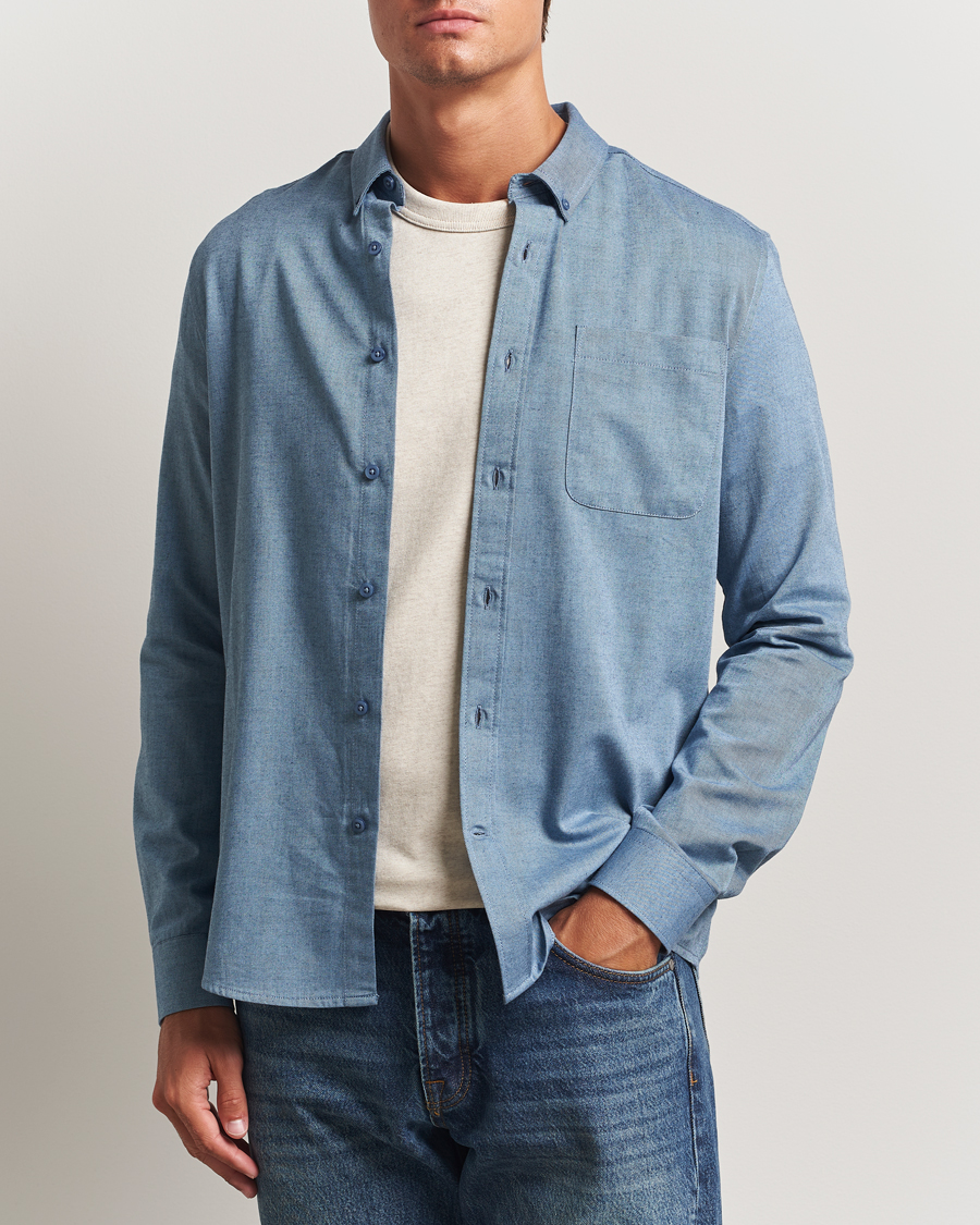 Hombres | Camisas | KnowledgeCotton Apparel | Regular Fit Melange Flannel Shirt Denim