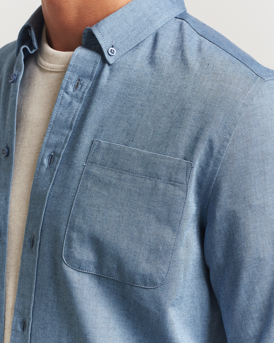 Hombres | Camisas | KnowledgeCotton Apparel | Regular Fit Melange Flannel Shirt Denim