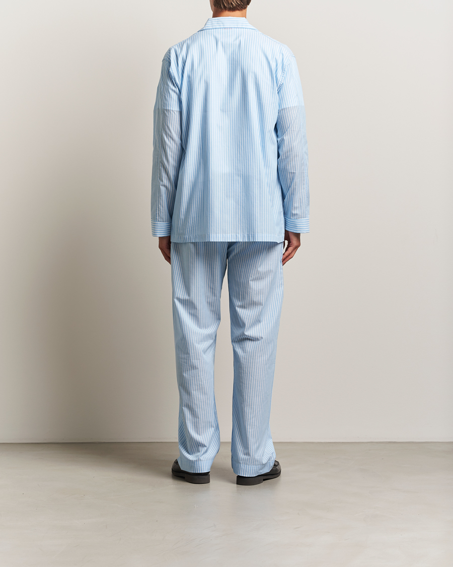 Hombres | Pijamas y batas | Derek Rose | Striped Cotton Pyjama Set Light Blue