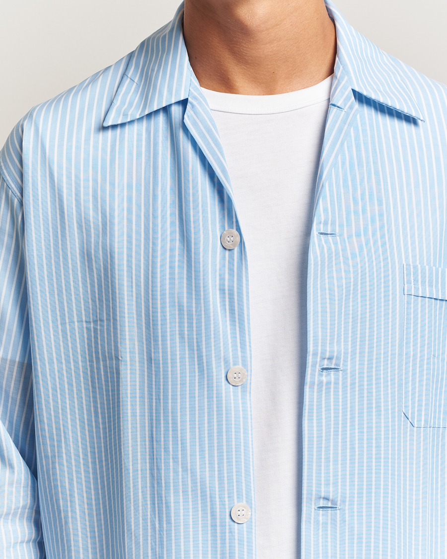 Hombres | Pijamas y batas | Derek Rose | Striped Cotton Pyjama Set Light Blue