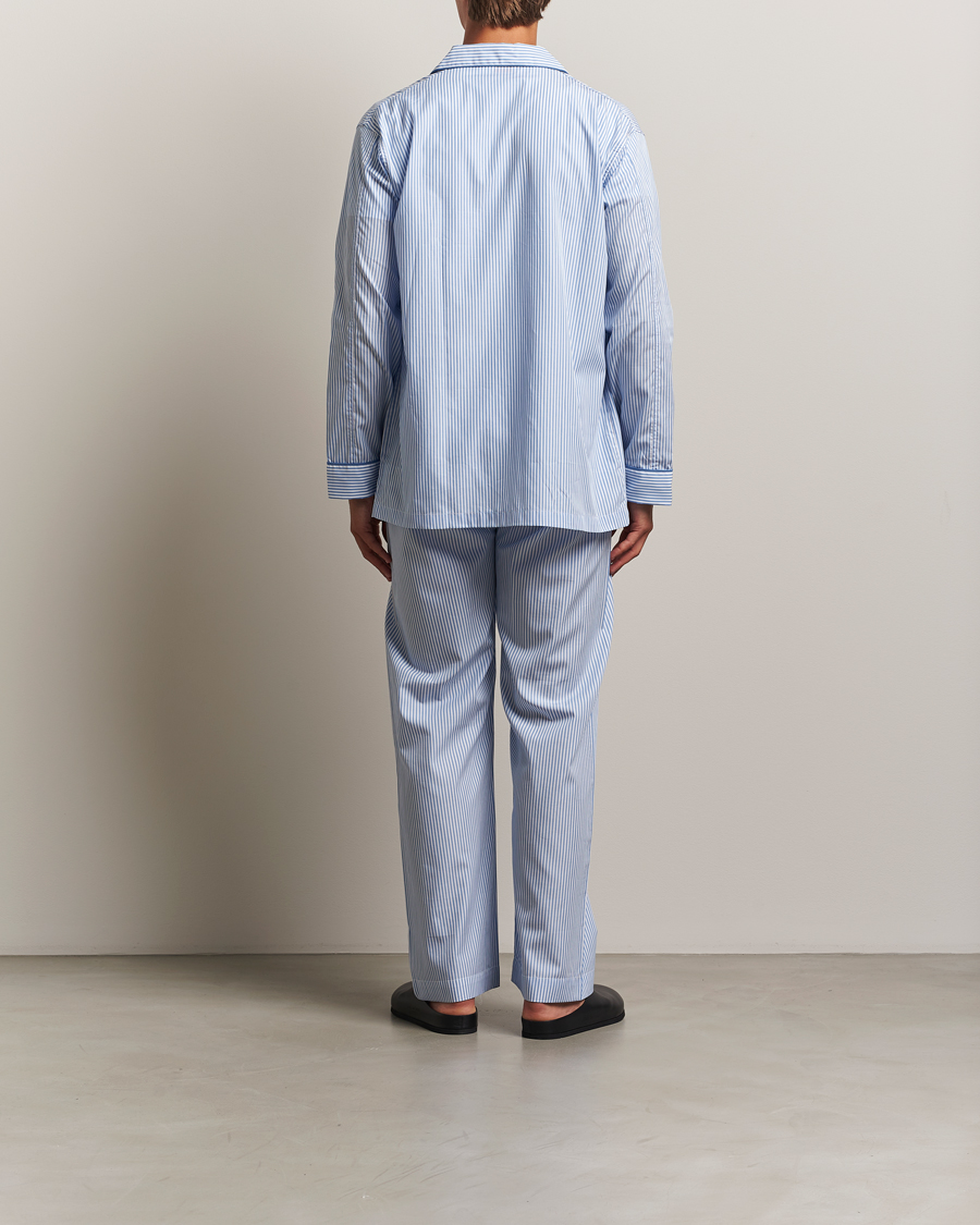 Hombres | Pijamas y batas | Derek Rose | Striped Piped Cotton Pyjama Set Blue/White