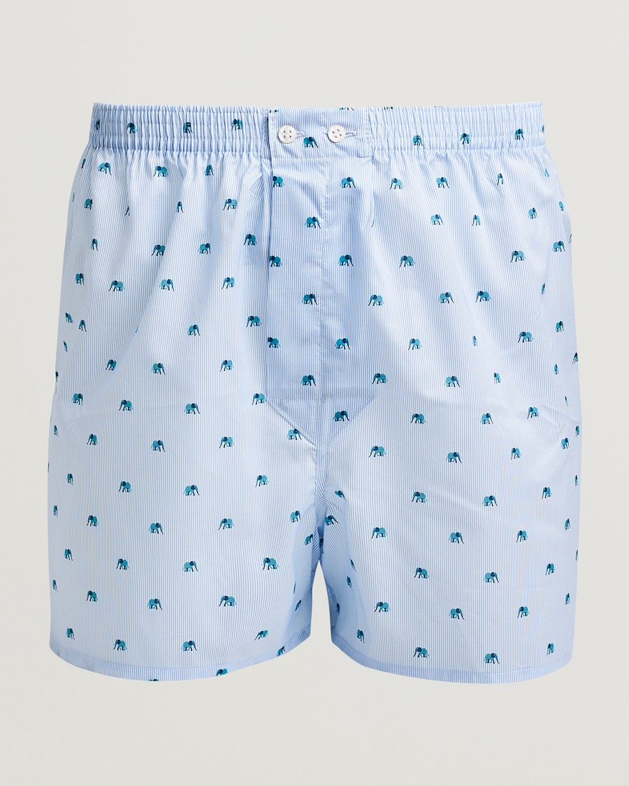 Hombres | Ropa interior y calcetines | Derek Rose | Classic Fit Woven Cotton Boxer Shorts Light Blue