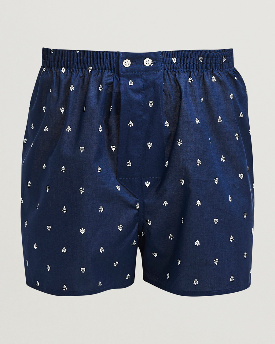 Hombres | Ropa interior y calcetines | Derek Rose | Classic Fit Woven Cotton Boxer Shorts Navy