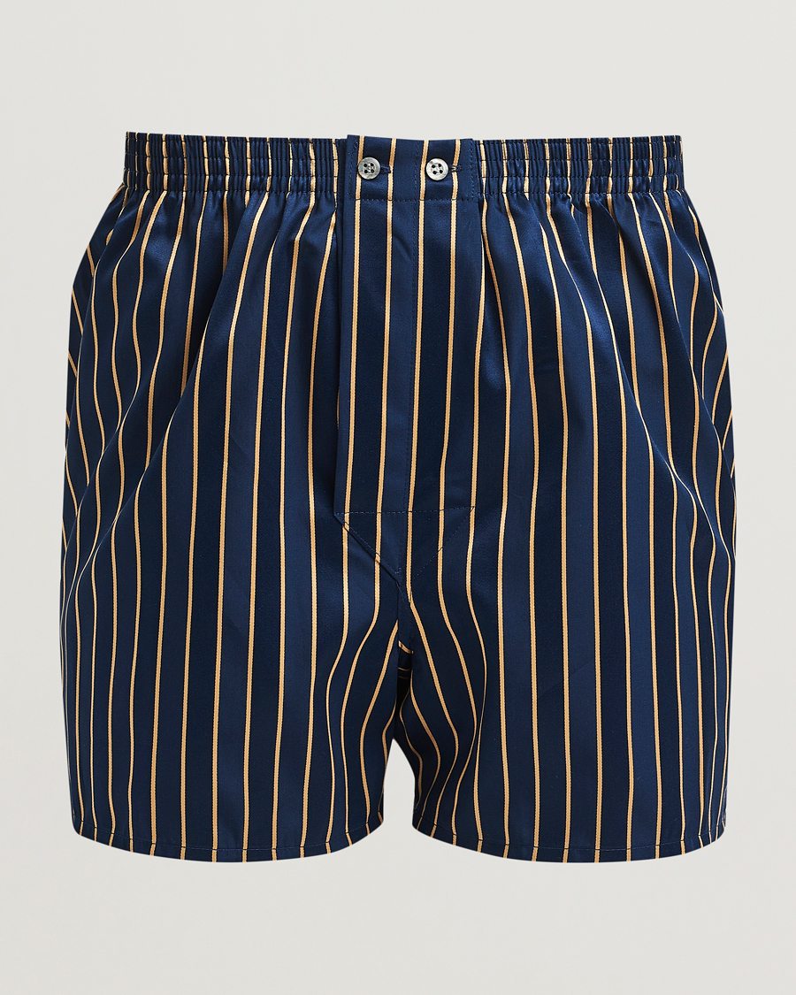 Hombres | Ropa interior y calcetines | Derek Rose | Classic Fit Woven Cotton Boxer Shorts Navy