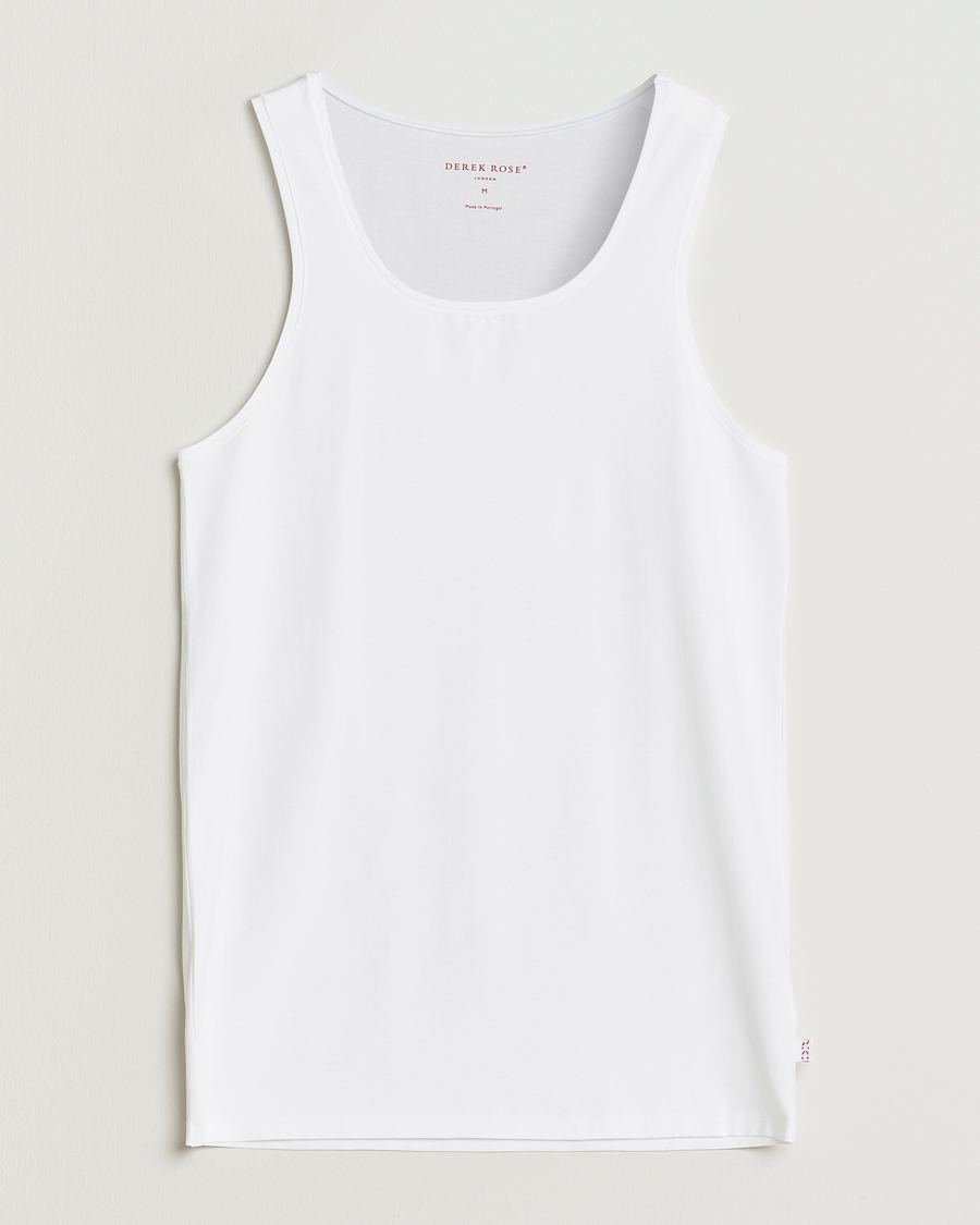 Hombres | Camisetas | Derek Rose | Pima Cotton Tank Top White
