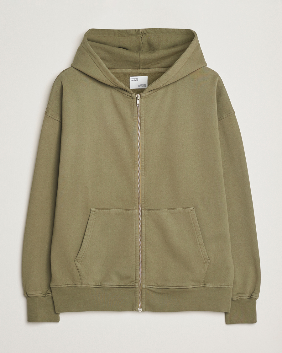 Hombres | Jerséis y prendas de punto | Colorful Standard | Classic Organic Full Zip Hoodie Dusty Olive