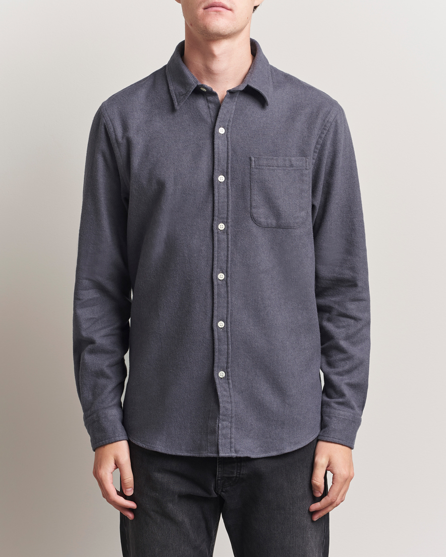 Hombres | Camisas | Colorful Standard | Organic Flannel Shirt Lava Grey