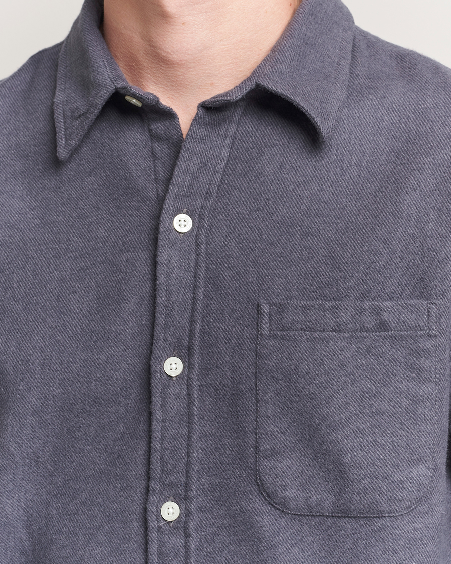 Hombres | Camisas | Colorful Standard | Organic Flannel Shirt Lava Grey