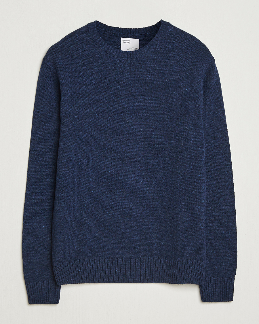 Hombres | Jerséis y prendas de punto | Colorful Standard | Classic Merino Wool Crew Neck Marine Blue