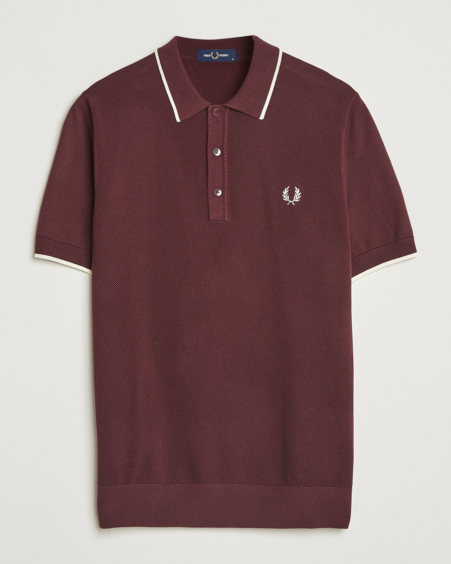 Hombres | Polos | Fred Perry | Pique Knitted Tipped Polo Oxblood