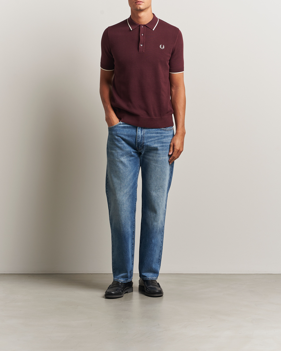 Hombres | Polos | Fred Perry | Pique Knitted Tipped Polo Oxblood