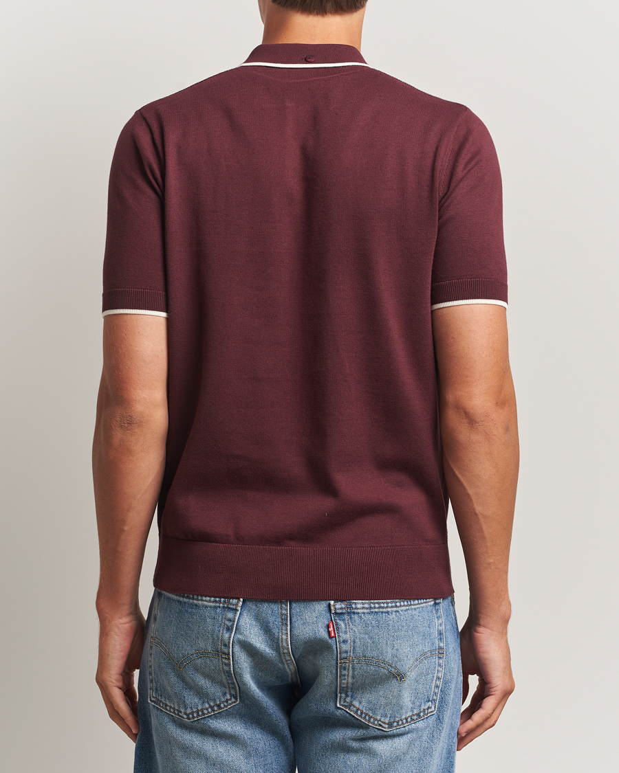 Hombres | Polos | Fred Perry | Pique Knitted Tipped Polo Oxblood