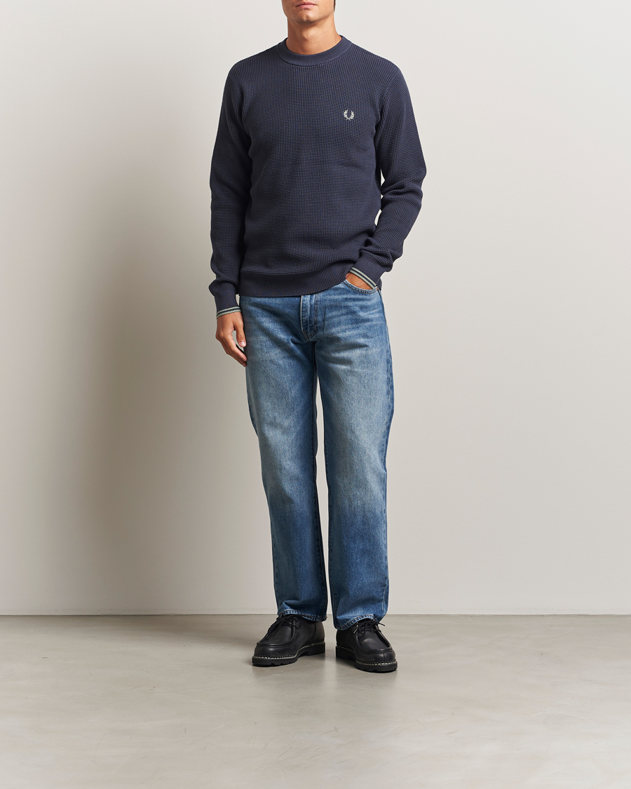 Hombres | Jerséis y prendas de punto | Fred Perry | Waffle Stitch Jumper Dark Airforce