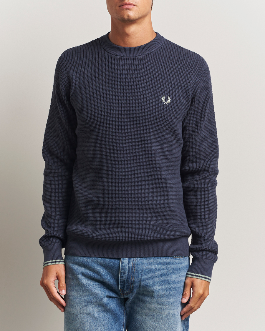 Hombres | Jerséis y prendas de punto | Fred Perry | Waffle Stitch Jumper Dark Airforce